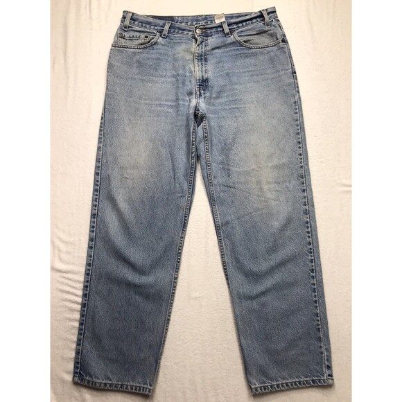 90s LEVIS 550 Jeans Men 36x30 Relaxed Straight Light Wash Denim Blue Mexico - Picture 1 of 16